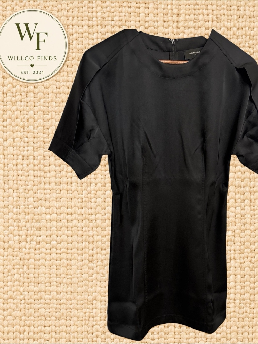 Banana Republic Black Sheath Dress Size 4 Short Sleeve Career Cocktail